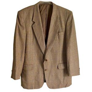 Pierre Balmain Men's Plaid Silk and Wool Blend 2 Button Blazer Jacket 44L